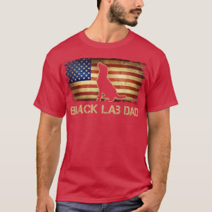 T-shirt Mens Black Lab Dad Vintage American Flag Patriotic