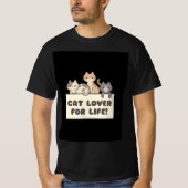 T-shirt mens black t shirt with cute cartoon of cat (Devant)