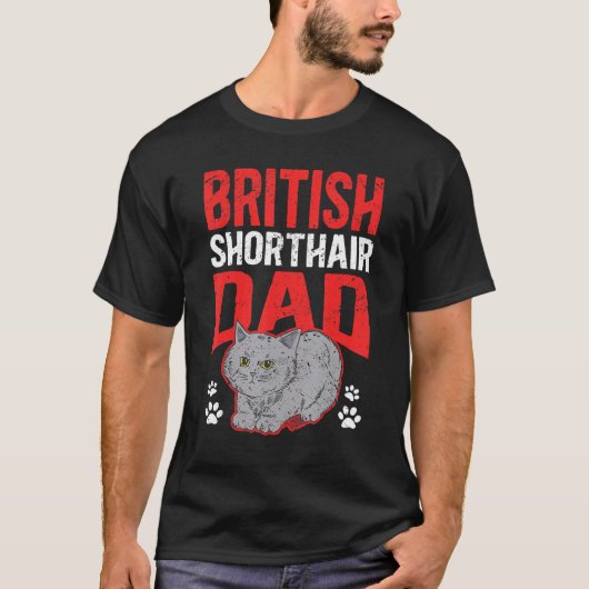 T-shirt Mens British Shorthair Papa Chat Propriétaire Brit (Devant)