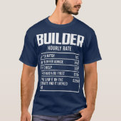 T-shirt Mens Builder Taux Horaire Funny Cadeau Constructio (Devant)