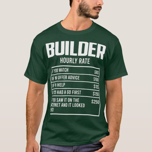 T-shirt Mens Builder Taux Horaire Funny Cadeau Constructio (Devant)