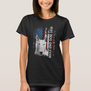 T-shirt Mens Bull Terrier Papa Vintage American Flag Père