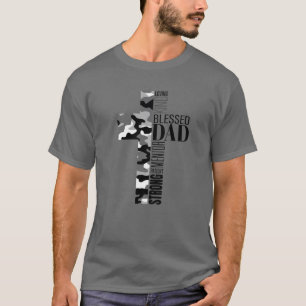 T-shirt Mens Camo Béni Papa Croix Religieux Papa Christ