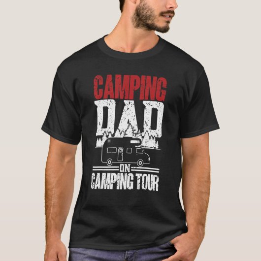 T-shirt Mens Camping Dad On Tour  Camper Caravan  Camping (Devant)