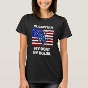 T-shirt Mens Capitan Mon bateau Mes règles Pontoon America