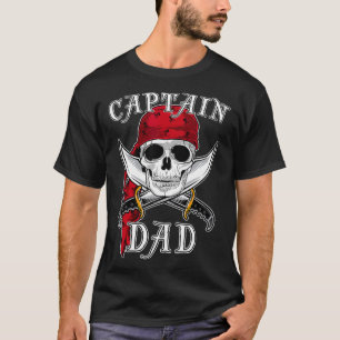 T-shirt Mens Captain Dad Funny Halloween Pirate Skull Gift