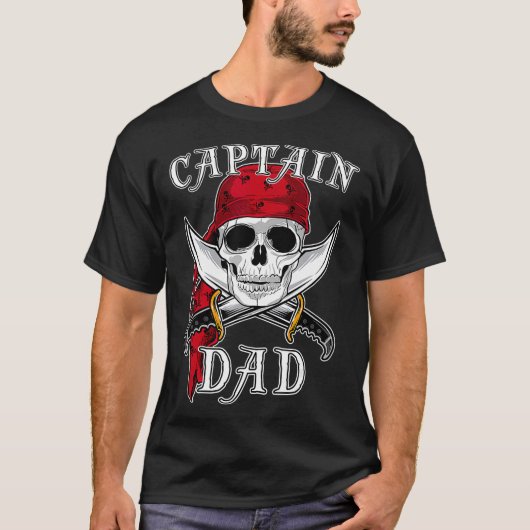 T-shirt Mens Captain Dad Funny Halloween Pirate Skull Gift (Devant)