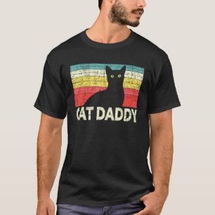 T-shirt Mens Chat Papa Chat Noir Propriétaire Chat Chat Pa