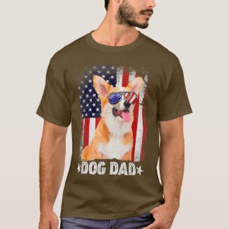 T-shirt Mens Classic Corgi Chien Papa USA Fête des pères D