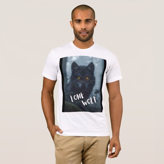 T-shirt mens (conception de loup solitaire) (Devant entier)