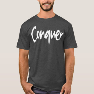T-shirt Mens CONQUER Gym Fitness Workout Bodybuilding Moti