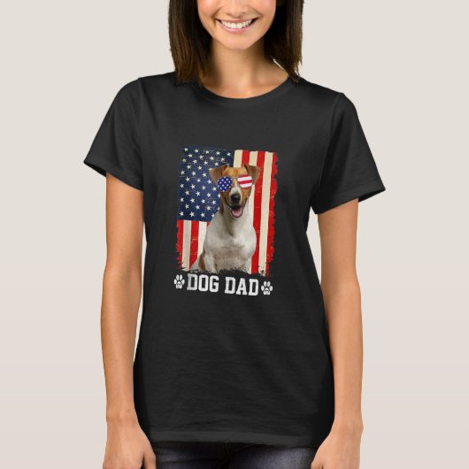 T-shirt Mens Cool Jack Russell Terrier Dog Dad American Fl (Devant)