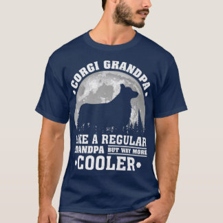 T-shirt Mens Corgi Grandpa Funny Moon Vintage Corgi Chien
