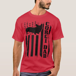 T-shirt Mens Corgi Papa Vintage Américain Drapeau Patrioti