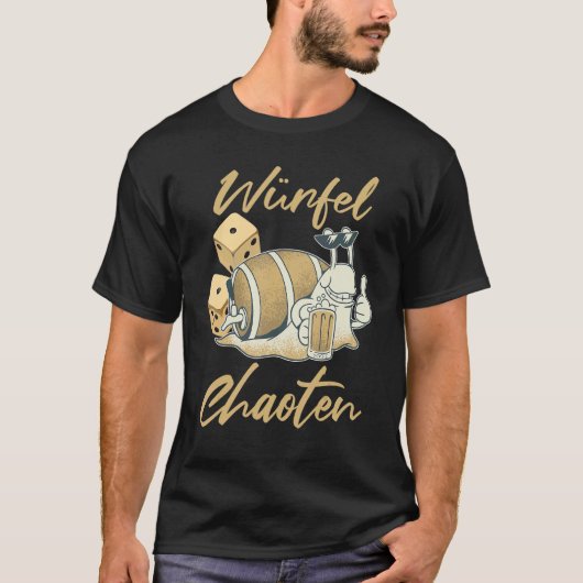 T-shirt Mens Cube Snail Chaotique Avec Baril De Bière Et R (Devant)