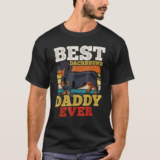 T-shirt Mens Dachshund Dad Retro Fathers Day (Devant)