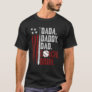 T-shirt Mens Dada Daddy Papa Bruh American Flag Baseball C