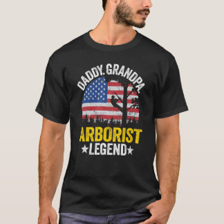 T-shirt Mens Daddy Grandpa Arborist Légende Us American Fl