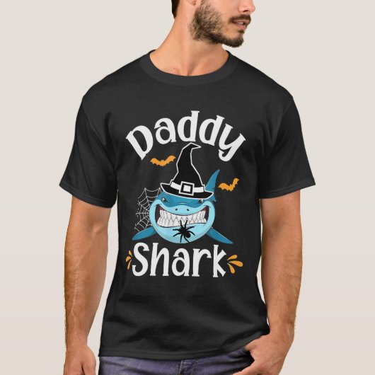 T-shirt Mens Daddy Shark Funny Halloween Daddy Announcemen (Devant)