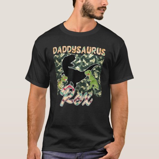 T-shirt Mens Daddysaurus Rex Fun Camouflage Design (Devant)