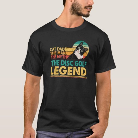 T-shirt Mens Disc Golf Player Cat Dad Man Myth Legend For  (Devant)