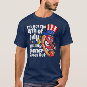 T-shirt Mens Drôle 4 juillet Hot Dog Wiener Sortent