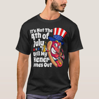 T-shirt Mens Drôle 4 juillet Hot Dog Wiener Sortent Public