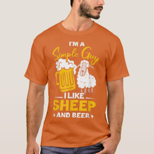 T-shirt Mens Drôle Agneau Fermier J'Aime Mouton Et Bière