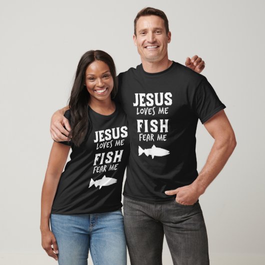 T-shirt Mens Drôle Pêche Jésus aime Poisson Craindre moi C (Unisexe)