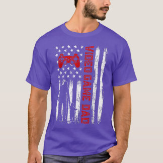 T-shirt Mens Drôle Vidéo Jeu Papa Drapeau Américain Hommes