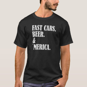 T-shirt Mens Fast Cars Beer & America For Man
