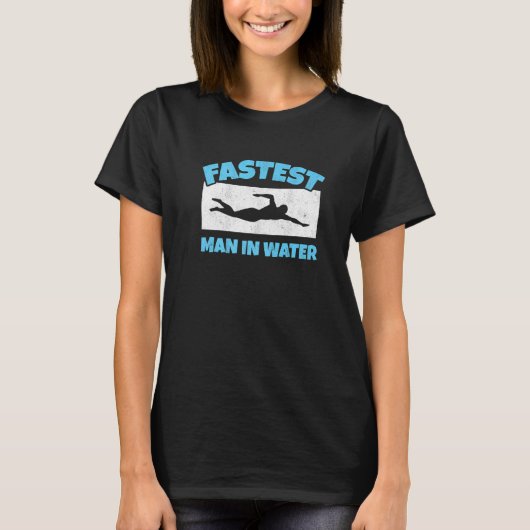 T-shirt Mens Fastest Man In Water Swimmer Father Swim Dad  (Devant)