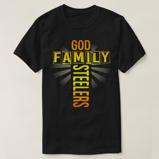 T-shirt Mens Father's Day Gift God Family Steeler Cross Ch (Design devant)