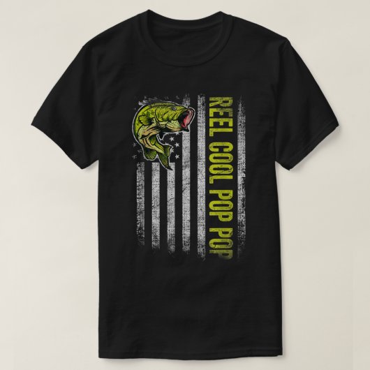 T-shirt Mens Fête des pères bobine Cool Pop Pop Fish Ameri (Design devant)