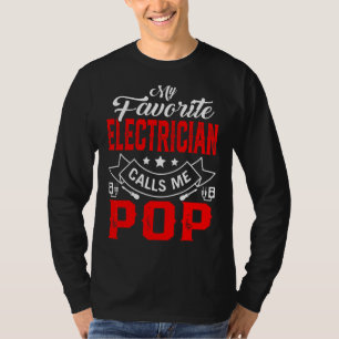 T-shirt Mens Fête des pères Mon Électricien Favori M'Appel