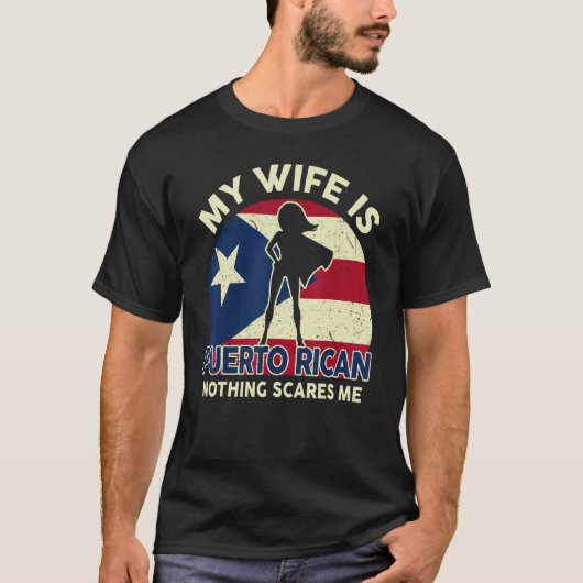 T-shirt Mens Fête des pères Porto Rico Papa Ma Femme Est P (Devant)