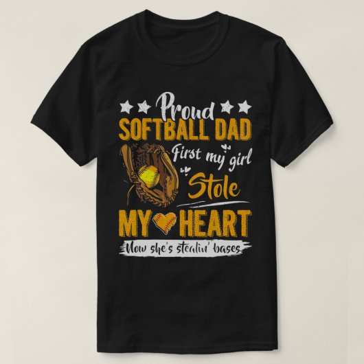 T-shirt Mens Fier Softball Papa Mignonne Softball Papa Pou (Design devant)