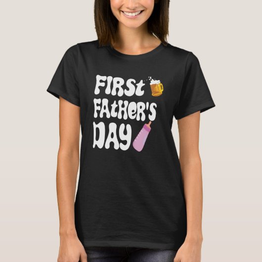 T-shirt Mens First Father's Day Beer Baby Bottle Daddy 202 (Devant)