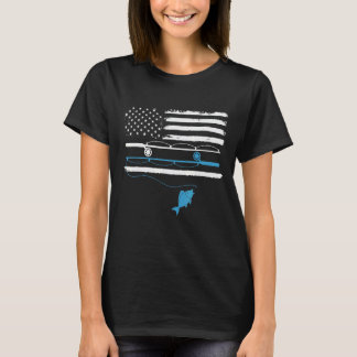 T-shirt Mens Fishing Dad Grandpa Usa Flag Fisherman Fathe