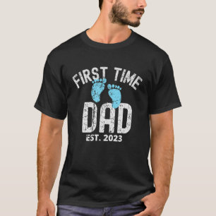T-shirt Mens Funny 1St Time Papa EST 2023 Nouveaux premier