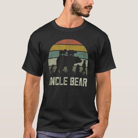 T-shirt Mens Funny Bear Uncle Cinq Cubes Enfants Fête des  (Devant)