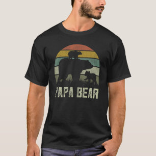 T-shirt Mens Funny Papa Bear Cub 2 Enfants Fête des pères 