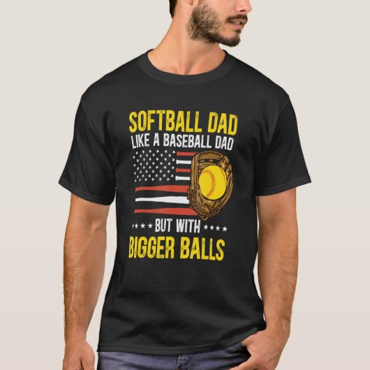 T-shirt Mens Funny Softball Dad Like A Baseball Dad US Fla (Devant)