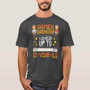 T-shirt Mens Gamer Dadhood Leveled Up To 55 Year Old 55th