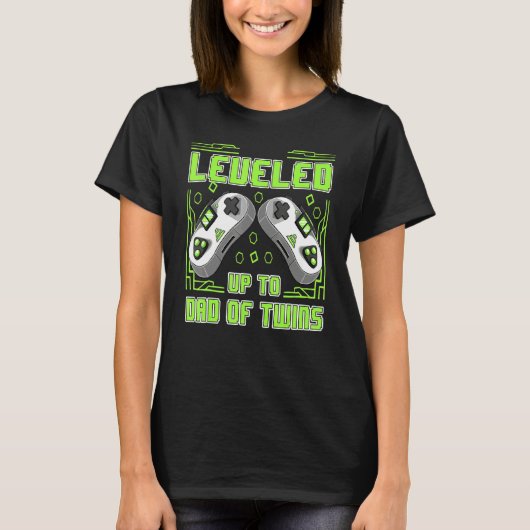 T-shirt Mens Gaming Leveled Up To Dad Of Twins Video Gamer (Devant)