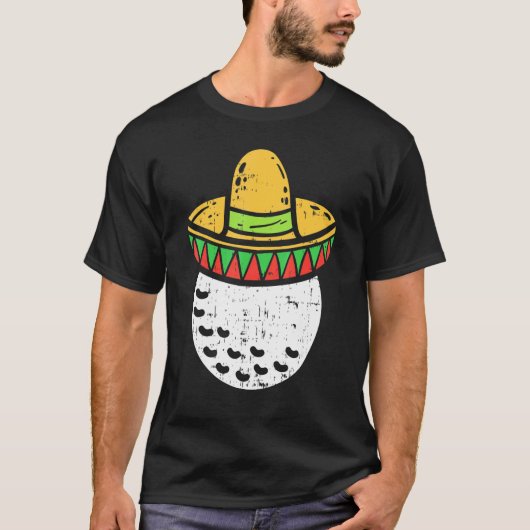 T-shirt Mens Golf Ball Sombrero Cinco De Mayo Mexicain Gol (Devant)