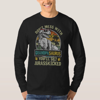 T-shirt Mens Grand-pa Rex Saurus Papasaurus Dinosaures Hom