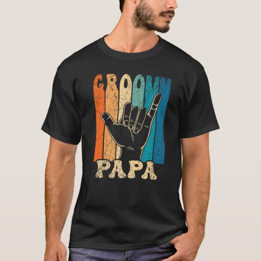 T-shirt Mens Groovy Papa 70s Aesthetic Nostalgia 1970's Re (Devant)