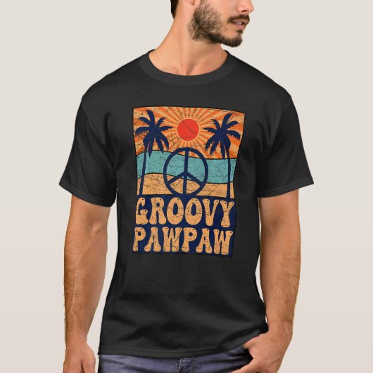 T-shirt Mens Groovy Pawpaw 70s Aesthetic Nostalgia 1970's (Devant)