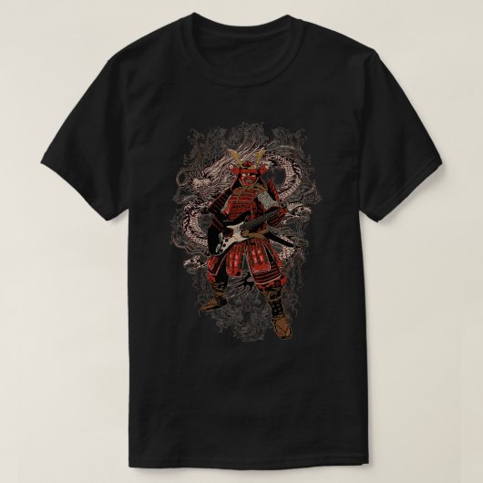 T-shirt Mens Guitare Jouer Samurai Nouveauté Tee (Design devant)